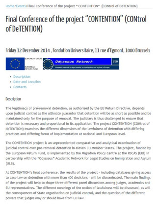 Print screen of conference description on MPC website