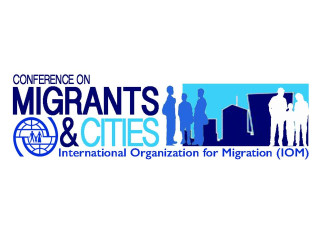 Logo of IOM conference on migrants and cities