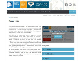 Capture d'écran du site web sur la crise migratoire