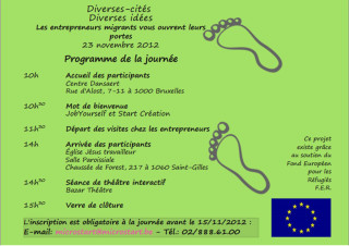 Flyer presenting the open door day "Migrant entrepreneurs"
