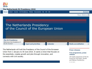Screenshot of NL presidency website