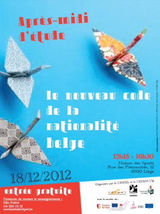 Flyer of the study afternoon on the new Belgian nationality code
