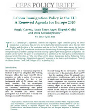 Cover page CEPS - Policy Brief N°240 Labour Immigration Policy in the EU