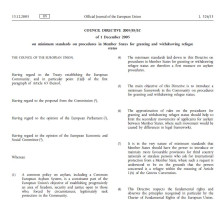 Cover page Directive 2005/85/EC