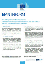Cover EMN Inform on the integration of beneficiaries of international protection