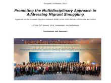 Première page du rapport de la conférence 2016 sur le trafic de migrants