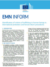 First page of EMN Inform on Identification of Trafficking victims