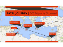 Carte produite par l'OIM quant aux migrants disparus en Méditerranée - Malte