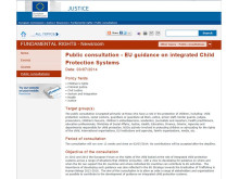 Screenshot of web page of public consultation on child protection system
